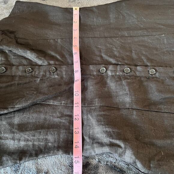 ✨Forever 21 Black Linen Blend Button Front Dress Women Large Tie Strap Sundress - Picture 8 of 9